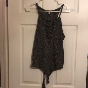 Express Gray Knit Lace Bodysuit